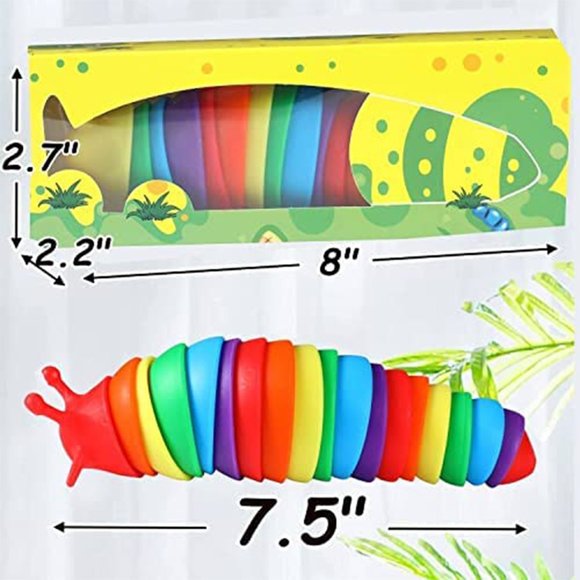 Pack of 2 Slug Rainbow Color Fidget Sensory Toy - Picture 4 of 5